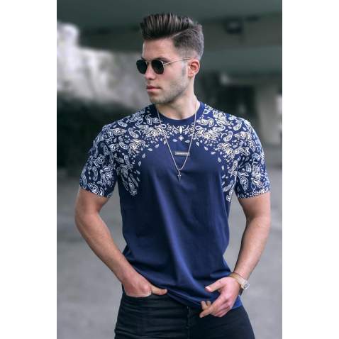 Madmext Men Navy Blue T-shirt 5354 - Lacivert