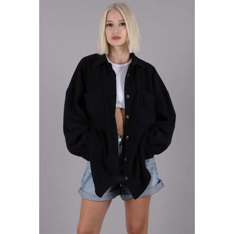 Black Oversized Overshirt MG1562 - Siyah