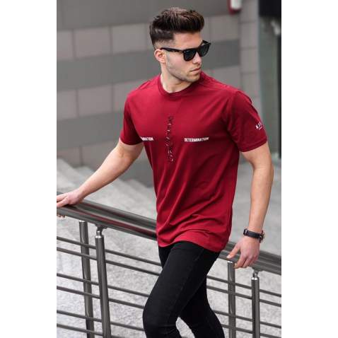 Madmext Men Printed Maroon T-shirt 5395 - Bordo