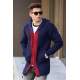 Madmext Men Navy Blue Cardigan Hoodie 2827 - Lacivert