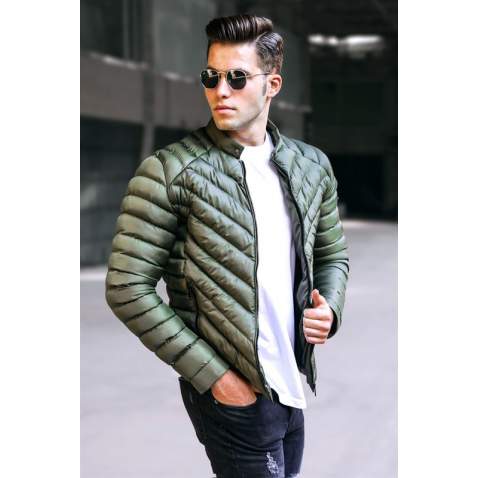 Madmext Men Khaki Puffer Jacket 5057 - Haki