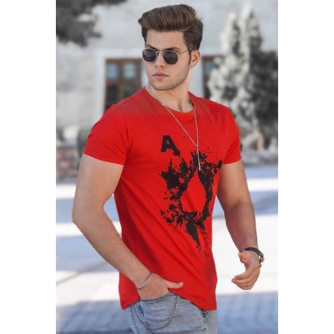 Madmext Men Printed Red T-shirt 5061 - Kırmızı