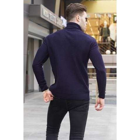 Navy Blue Turtleneck Sweater 5989 - Lacivert