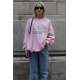 Pembe Baskılı Oversize Kadın Sweatshirt MG1564 - Pembe