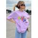 Lilac Printed Oversize T-Shirt MG1522 - Lila