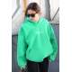 MMad Girls Green Printed Oversize Sweatshirt MG1287 - Yeşil