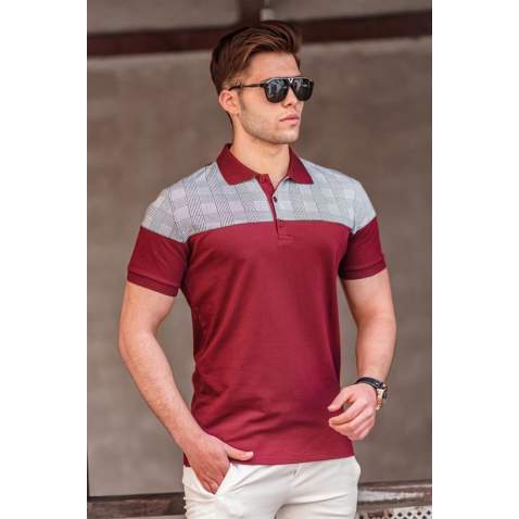 Madmext Men Knitwear Maroon Polo T-shirt 5248 - Bordo