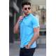 Men Basic Blue Polo T-Shirt 5885 - Mavi