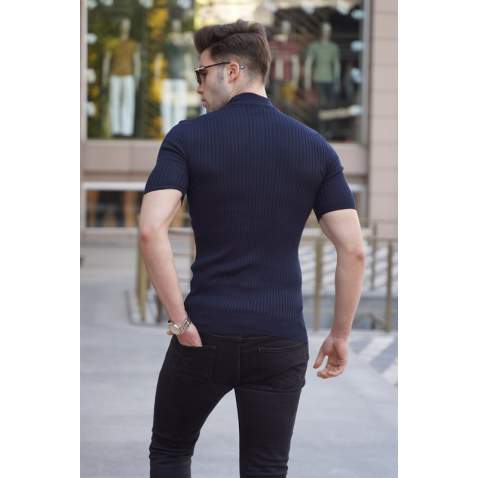 Madmext Navy Blue Knitwear With Roll Neck T-shirt 4604 - Lacivert