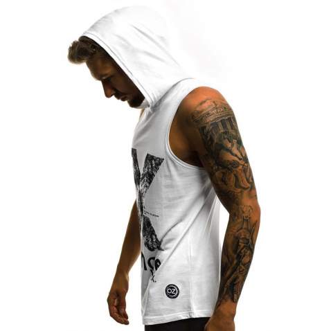 Madmext Men White Hoodie Vest 2649 - Beyaz