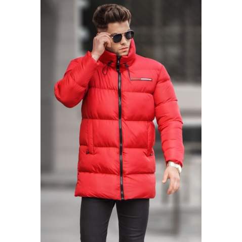 Red Basic Puffer Jacket 5776 - Kırmızı