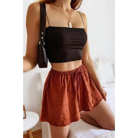 Mad Girls Strappy Black Crop Top MG195 - Siyah