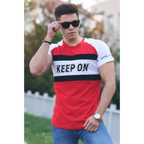 Madmext Red Printed T-shirt for Men 3031 - Kırmızı