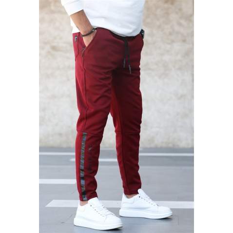 Madmext Men Printed Maroon Sweatpants 4213 - Bordo