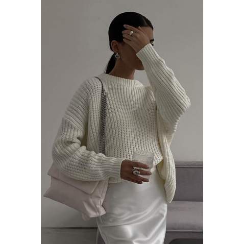 Mad Girls White Sweater MG1264 - Krem