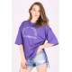 Mad Girls Printed Ruched Blue T-shirt Mg1142 - Mor