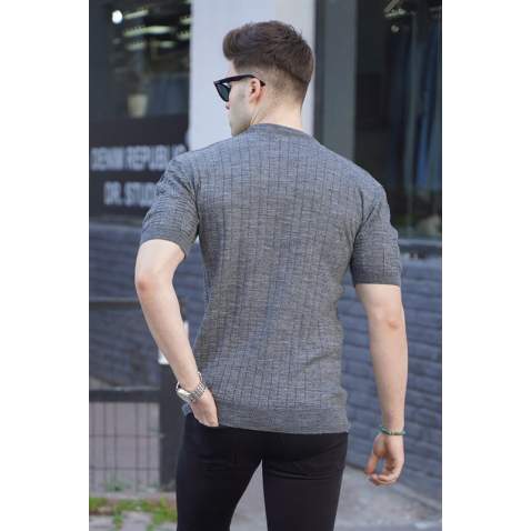 Men Designed Smoke Gray T-Shirt 5686 - Füme