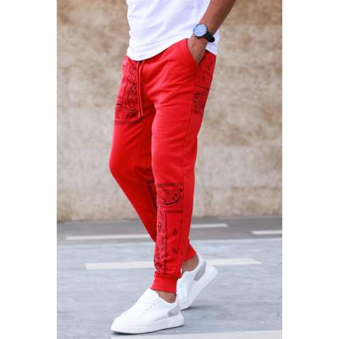 Madmext Men Red Jacquard Sweatpants 5431 - Kırmızı