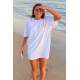 Women Printed Oversize White T-Shirt - Beyaz