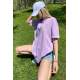 Women Printed Oversize Lilac T-Shirt - Lila