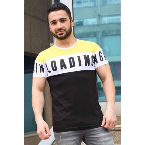 Madmext Yellow Printed T-shirt for Men 2974 - Siyah