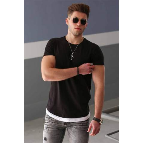 Madmext Black Basic T-shirt for Men 4465 - Siyah