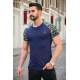 Madmext Navy Blue Camouflage T-shirt for Men 3012 - Lacivert