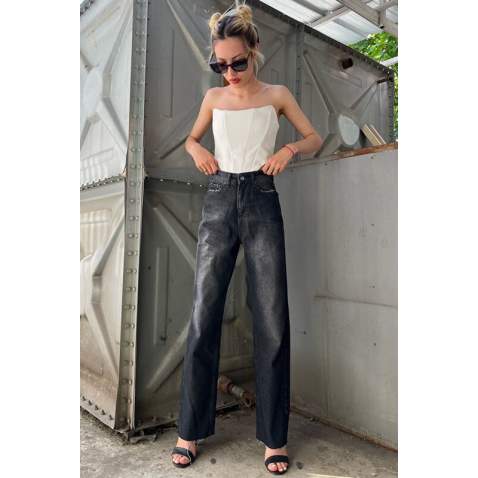 Mad Girls Black Palazzo Jeans Mg1178 - Siyah