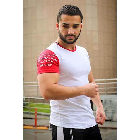 Madmext White Printed T-shirt for Men 4021 - Beyaz