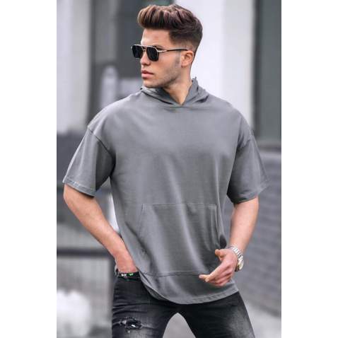 Men Anthracite Oversize Hoodie T-Shirt 5853 - Antrasit