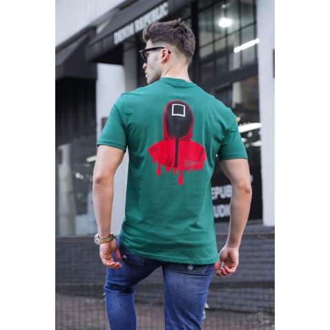 Madmext Men Printed Dark Green T-shirt 5384 - Koyu yeşil