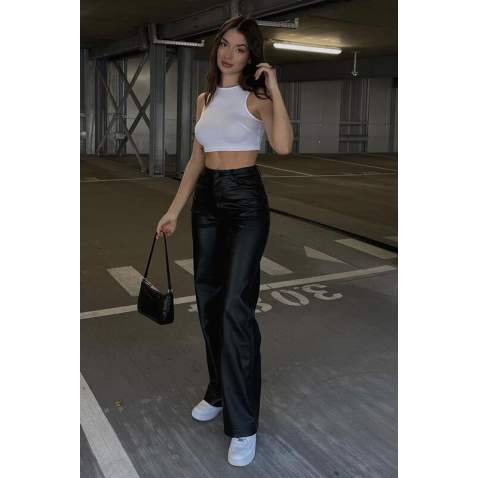 Mad Girls Black Leather Pants MG1316 - Siyah