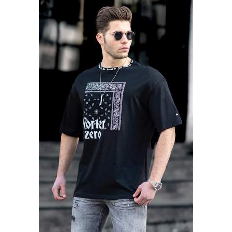 Madmext Black Printed T-shirt for Men 4964 - Siyah