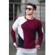 Madmext Maroon Two-Tone Crewneck Jumper 2770-2 - Bordo