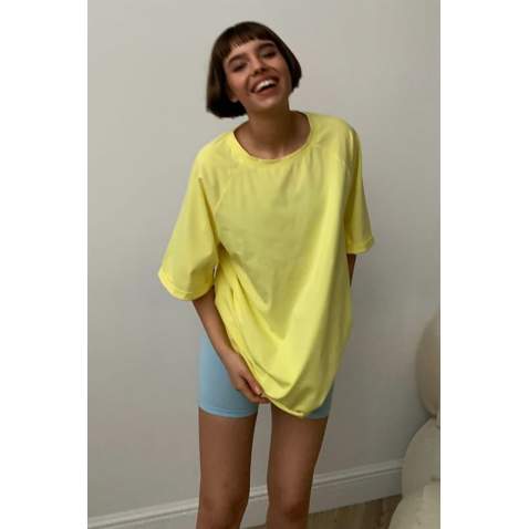 Mad Girls Oversize Yellow T-shirt MG1354 - Sarı