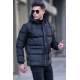 Black Hoodie Basic Puffer Jacket 5702 - Siyah