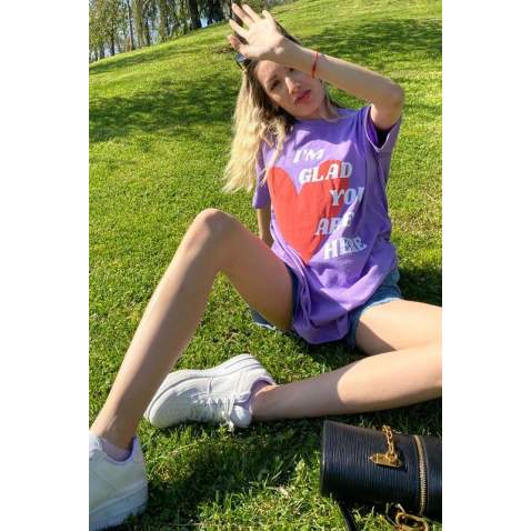 Mad Girls Printed Lilac T-Shirt MG1202 - Lila