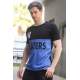 Madmext Black Two-Tone Printed T-shirt for Men 3089 - Siyah