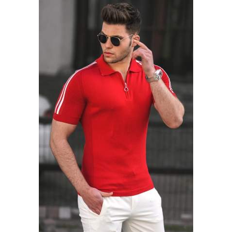 Madmext Men Knitted Red Polo T-shirt 5084 - Kırmızı