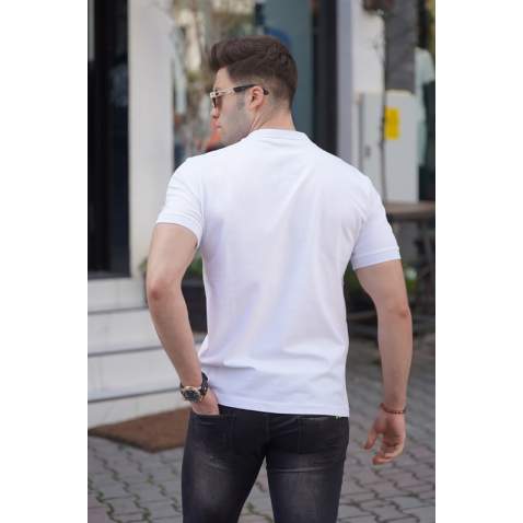 Madmext Men Knitwear White Polo T-shirt 5212 - Beyaz