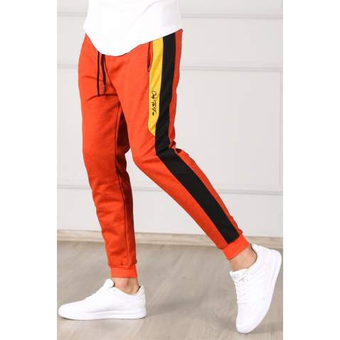 Madmext Orange Striped Sweatpants 2933 - Turuncu