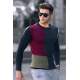 Madmext Indigo Knitting Two-Tone Crewneck Jumper 2770-2 - İndigo