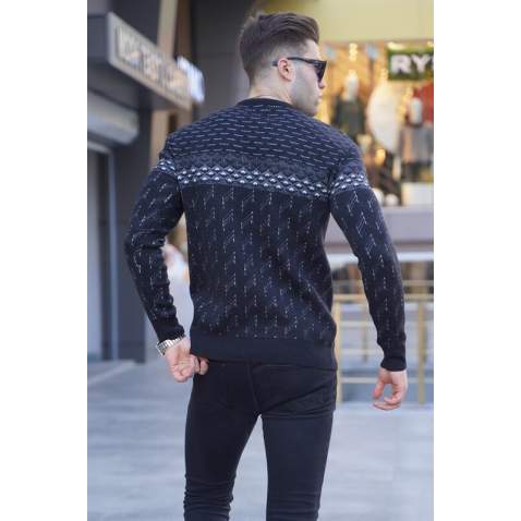 Anthracite Designed Knitwear Sweater 5972 - Antrasit