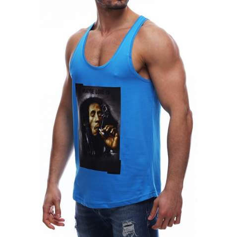 Madmext Turquoise Bob Marley's Printed T-shirt for Men 2634 - Turkuaz