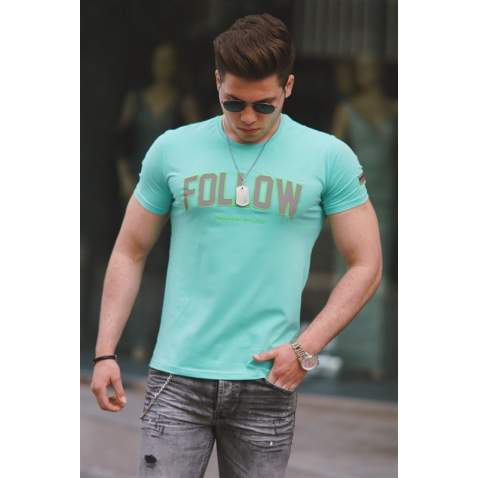 Madmext Turquoise Rapped T-shirt for Men 4615 - Turkuaz