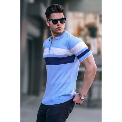 Men Baby Blue Polo T-Shirt 5730 - Bebe mavisi