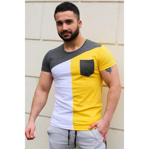 Madmext Yellow T-shirt with Pocket for Men 3015 - Sarı