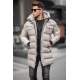 Stone Gray Hoodie Puffer Jacket 5742 - Taş rengi