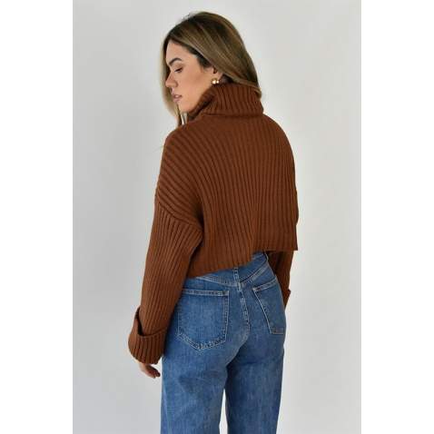 Mad Girls Brown Turtleneck Sweater MG1402 - Kahverengi