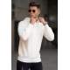 Madmext Men White Knitted Hoodie Sweater 5293 - Beyaz